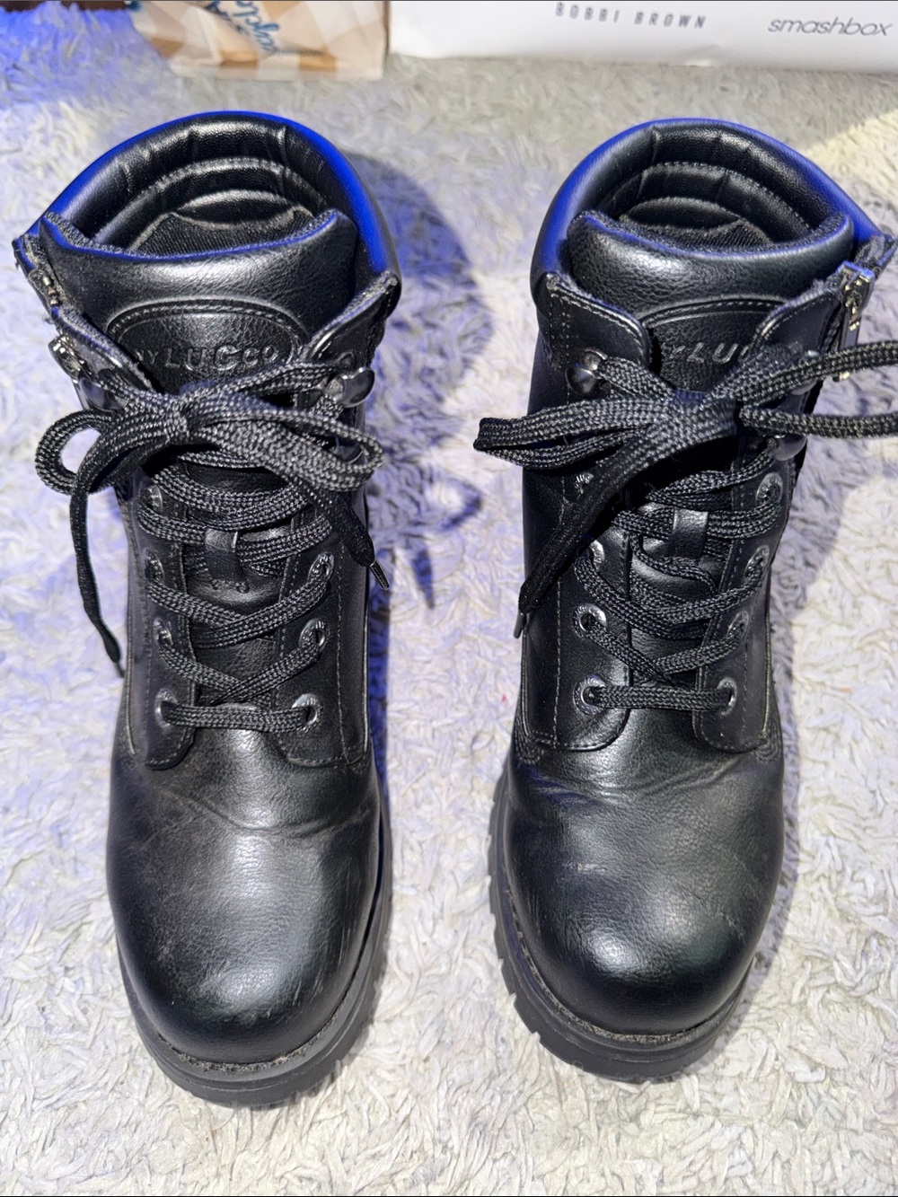 Lugz Black Lace-Up Combat & Moto Boots